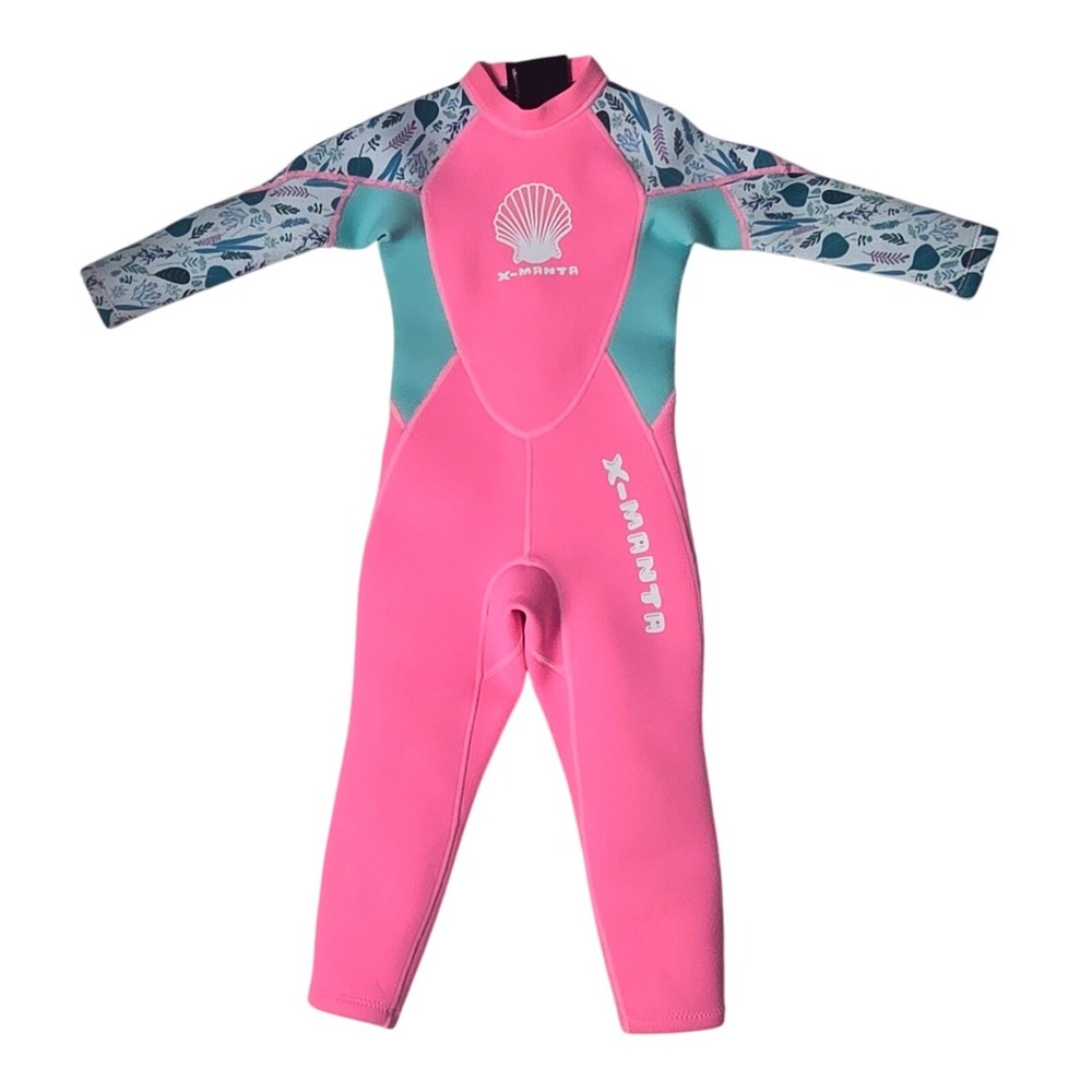 Dive & Sail X-Manta Kids Wetsuit Pink Teal Neoprene Full Body Swim Suit Size S
